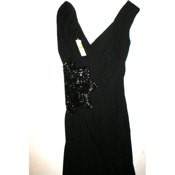 New Womens 2 NWT Designer Dress USA Diane Von Furstenberg Black Gown Long Beads - Picture 8 of 10